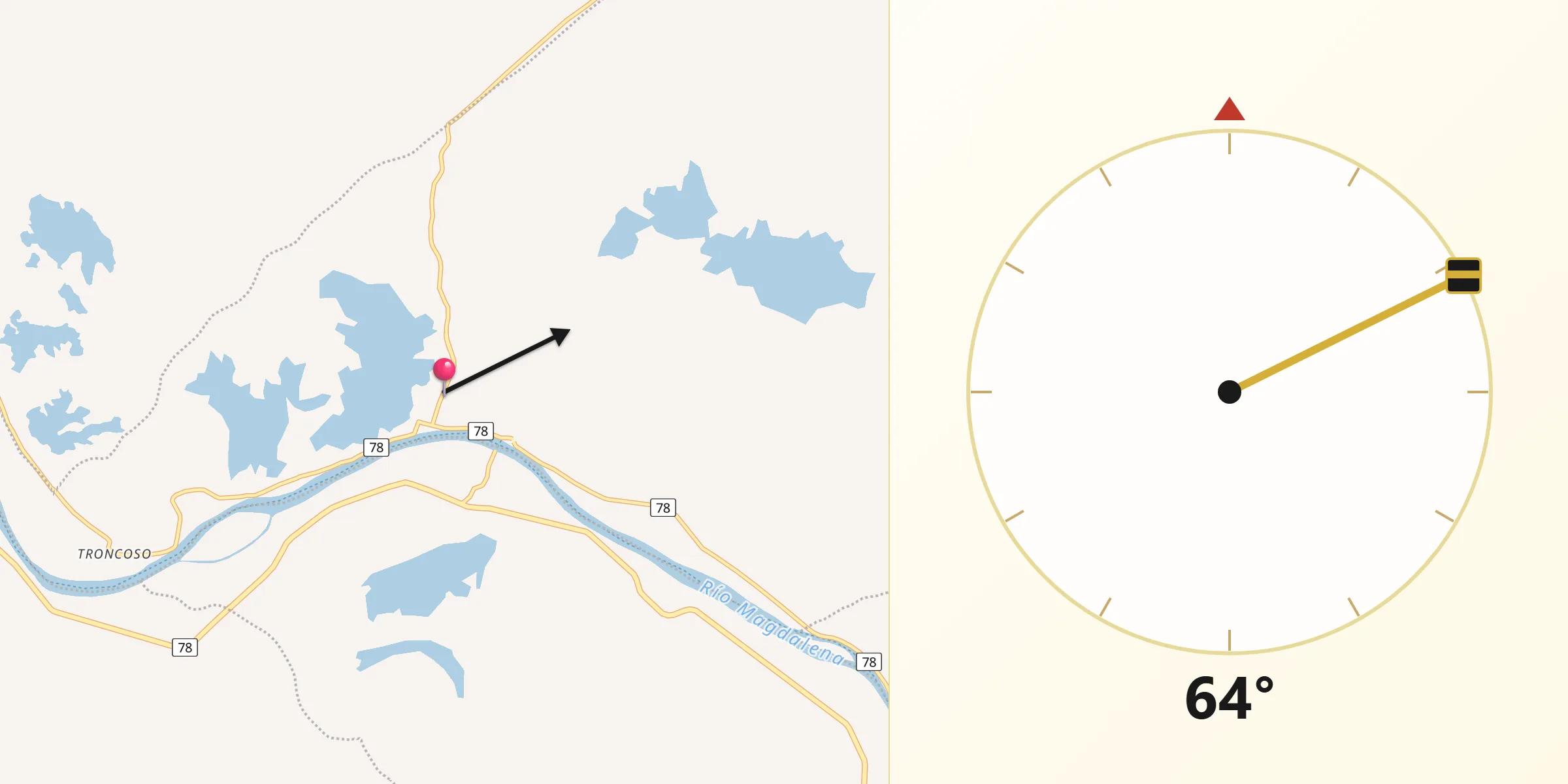 Dirección de la Qibla desde San Sebastián de Buenavista