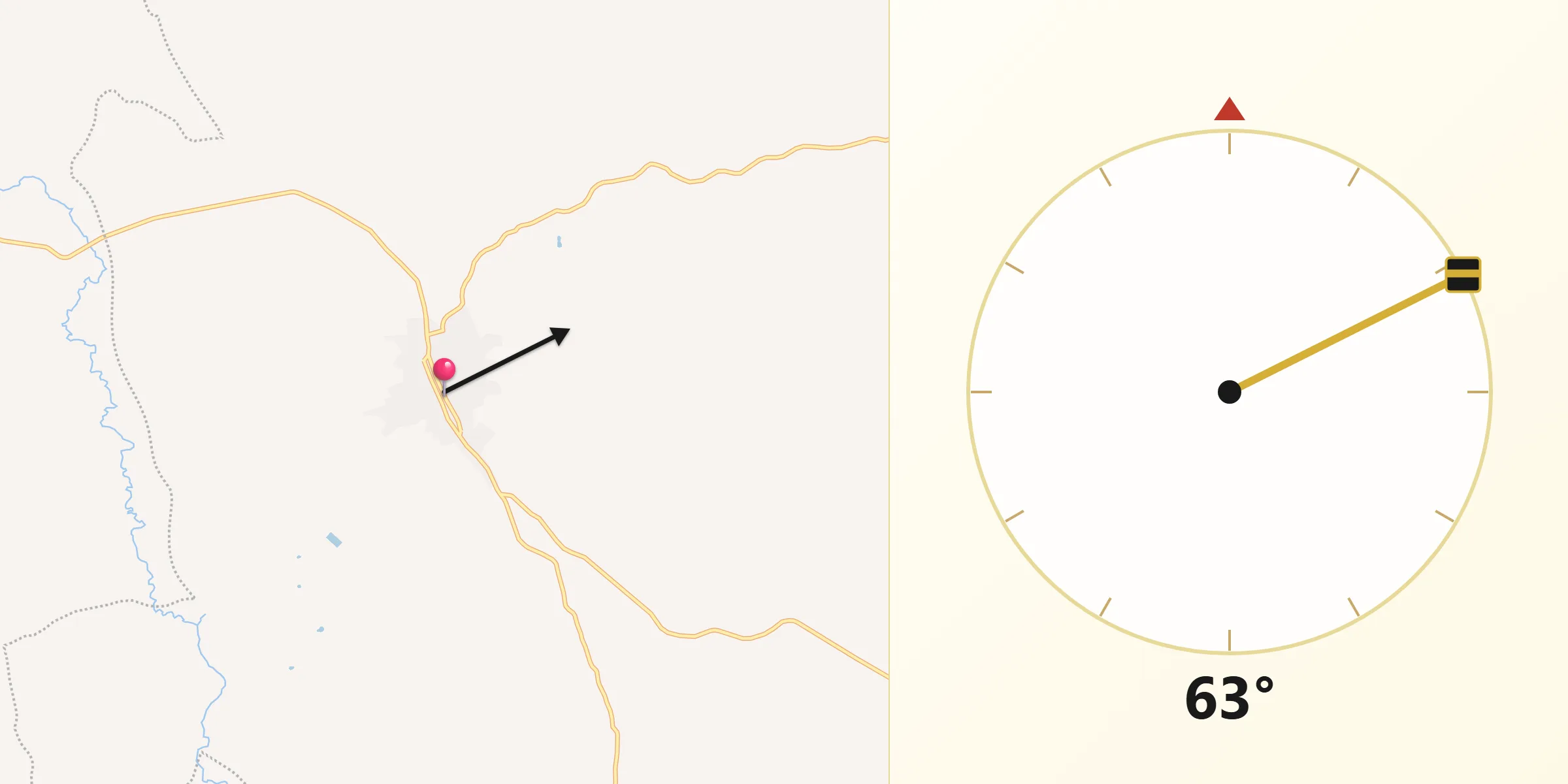 Dirección de la Qibla desde San Luis de Sincé