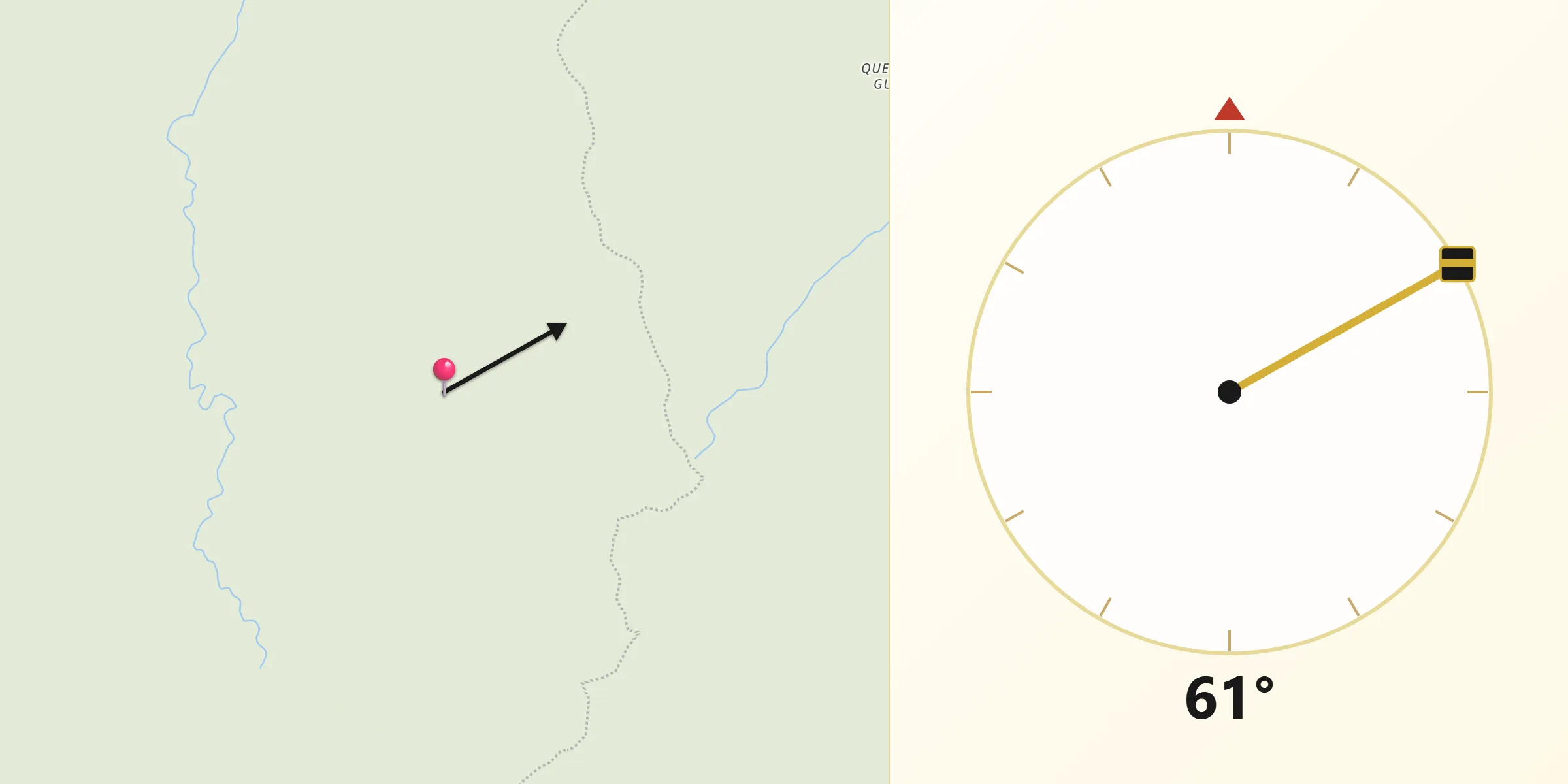 Dirección de la Qibla desde Distrito de Changuinola