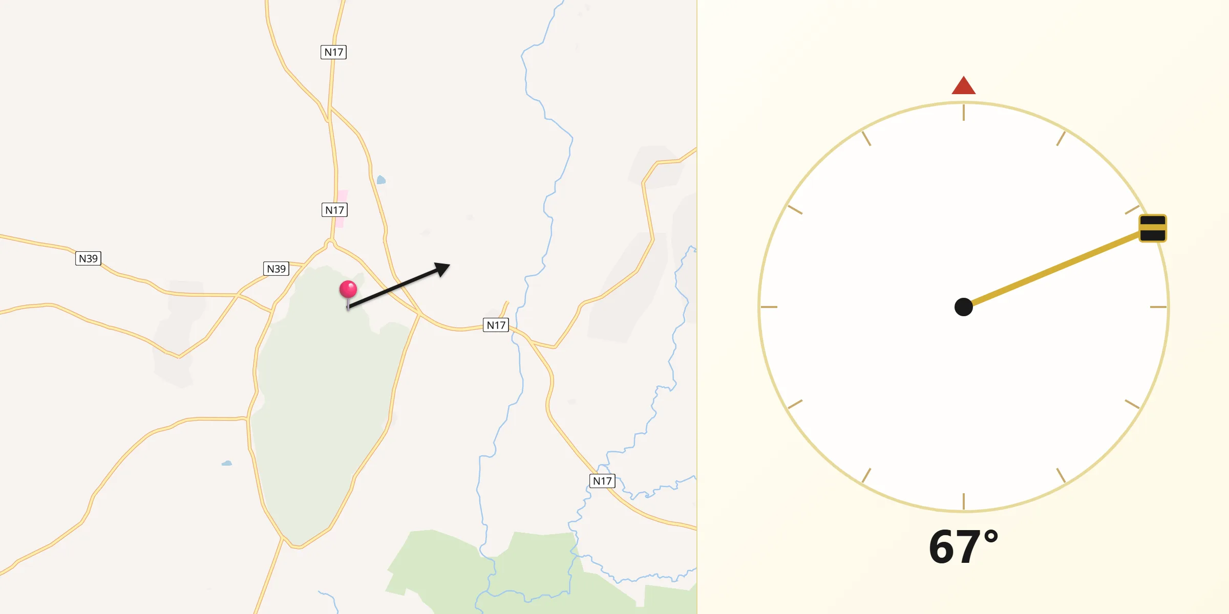 Direction vers la Qibla depuis Bassar