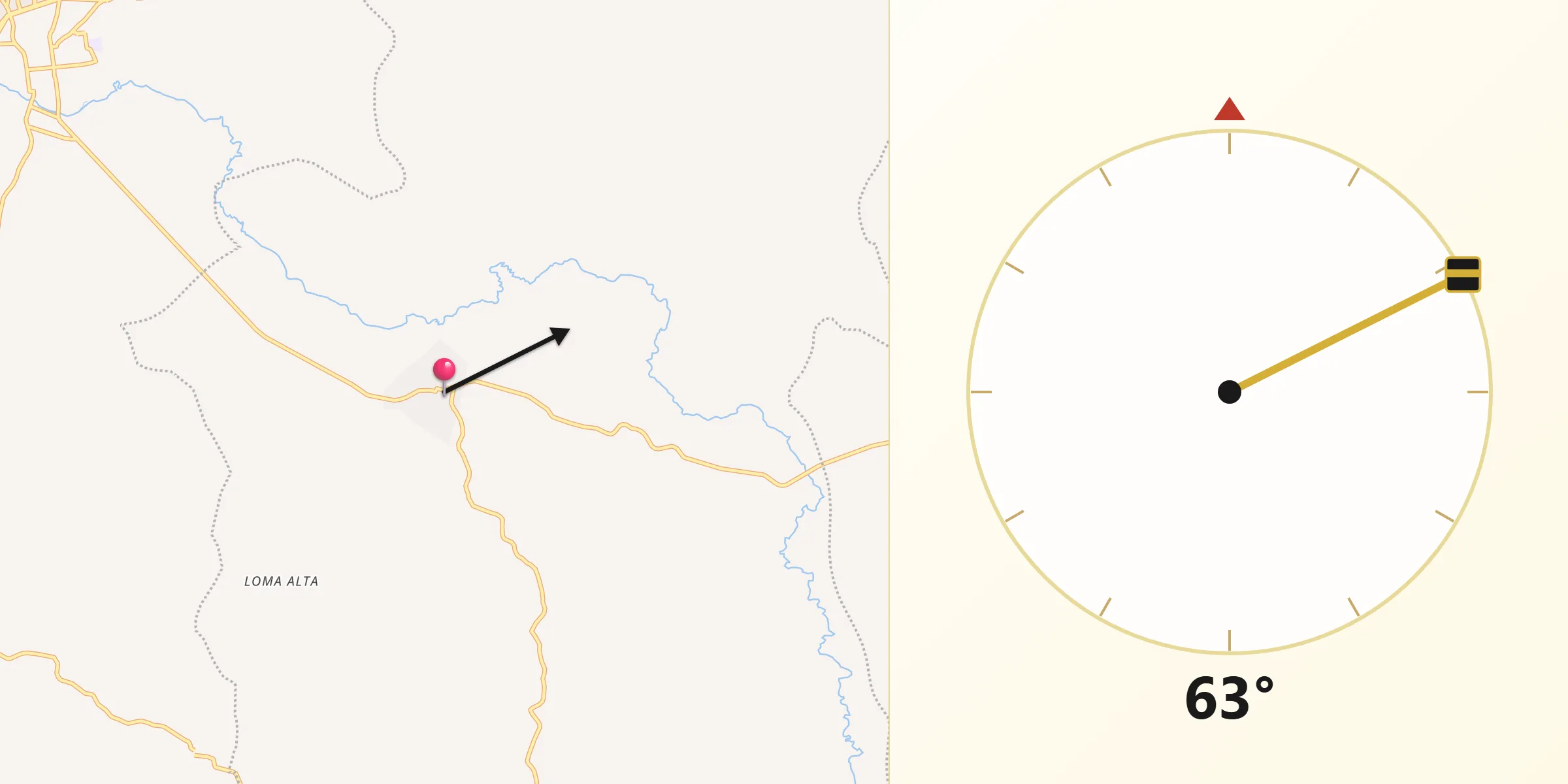 Dirección de la Qibla desde San Juan de Betulia