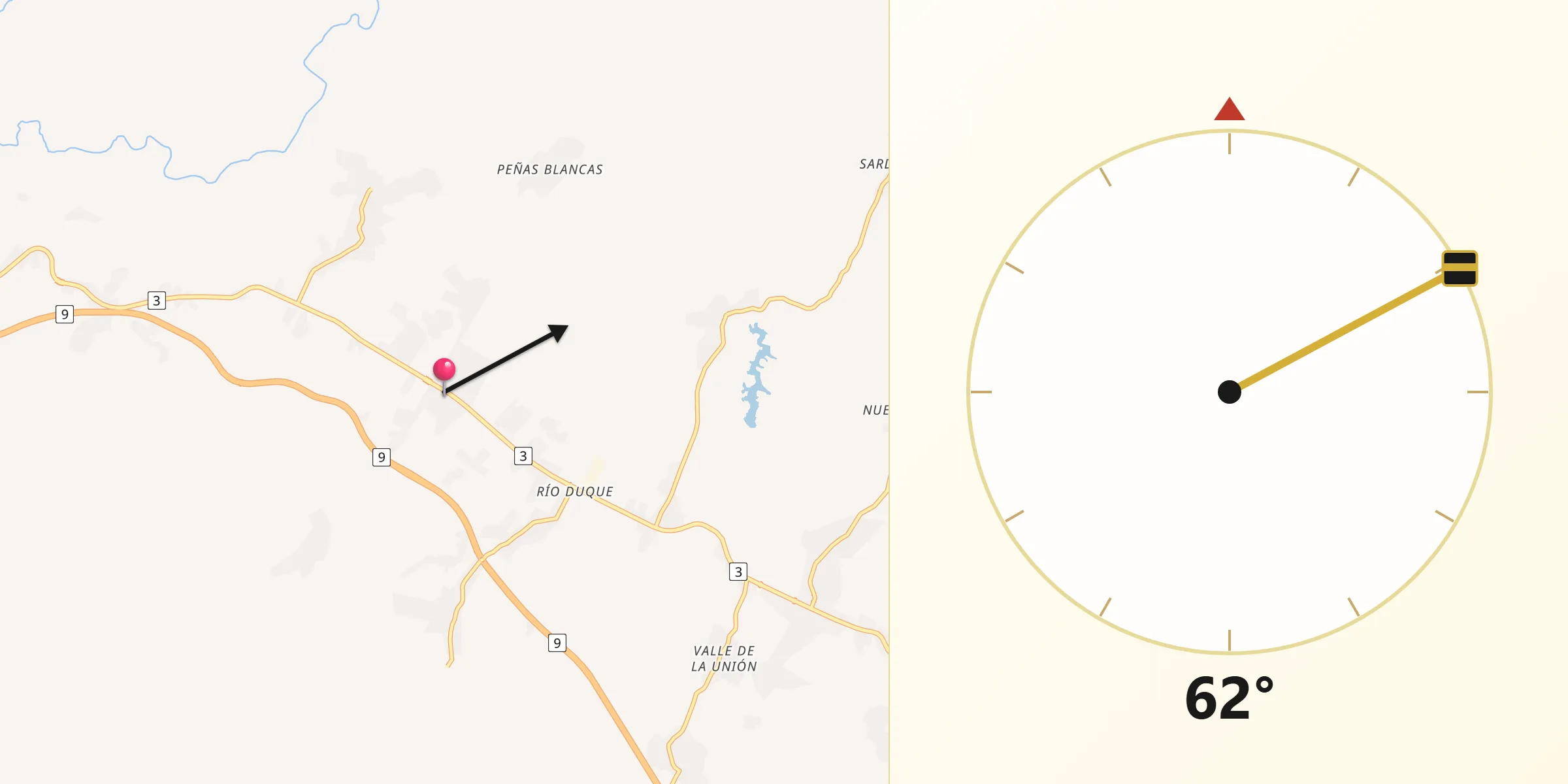 Dirección de la Qibla desde Buena Vista