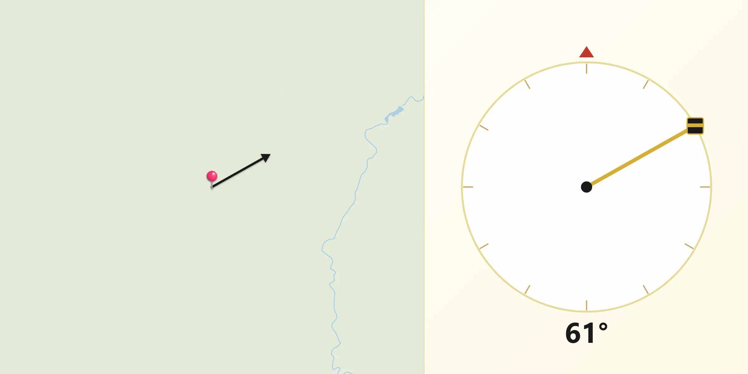 Dirección de la Qibla desde San San Drui