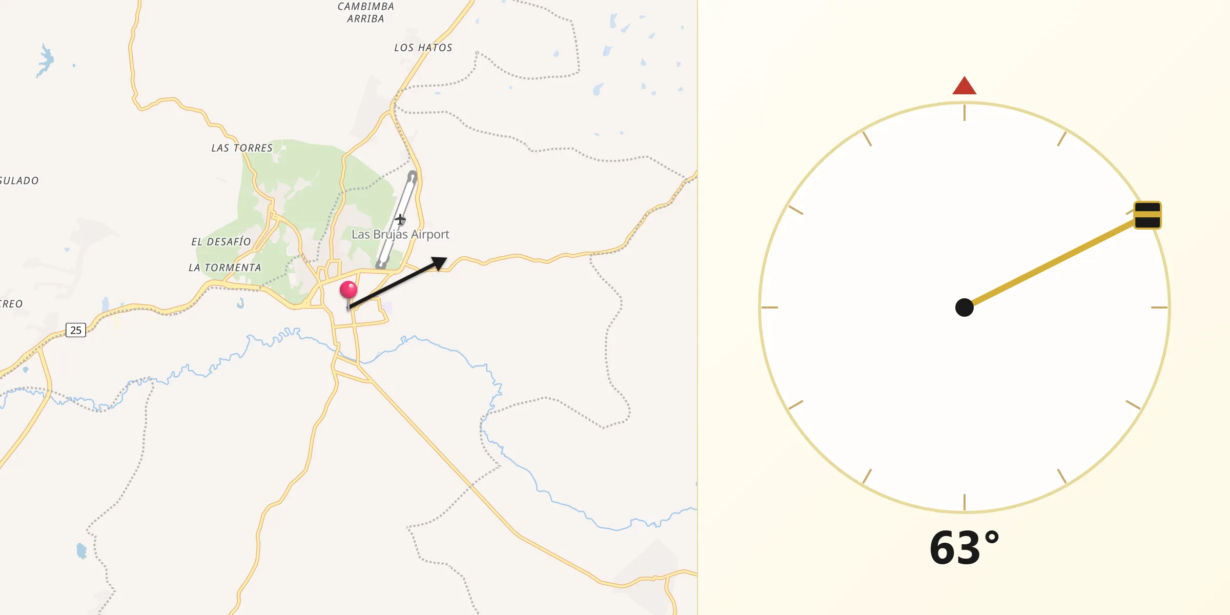 Dirección de la Qibla desde Corozal