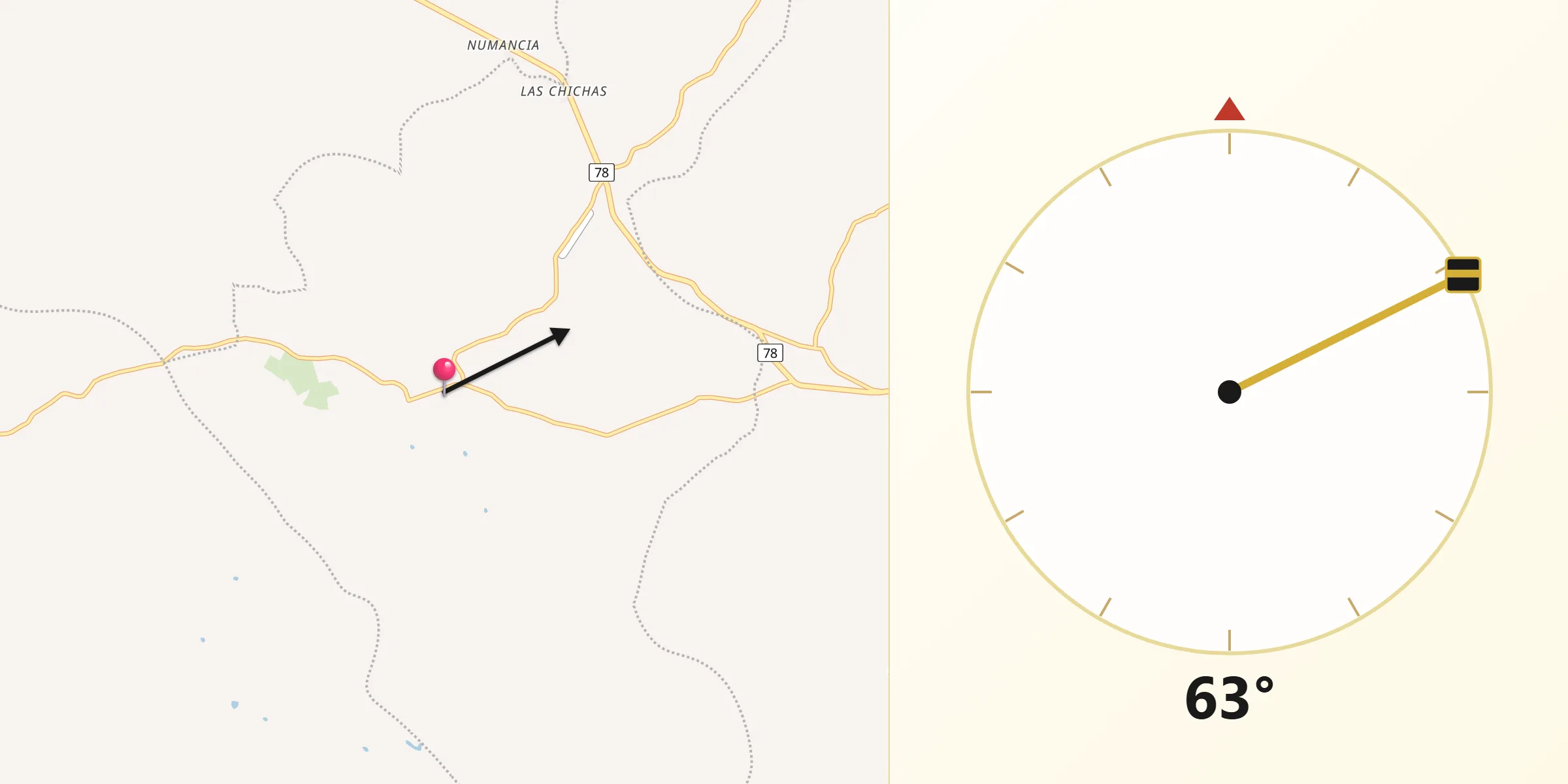 Dirección de la Qibla desde Buenavista