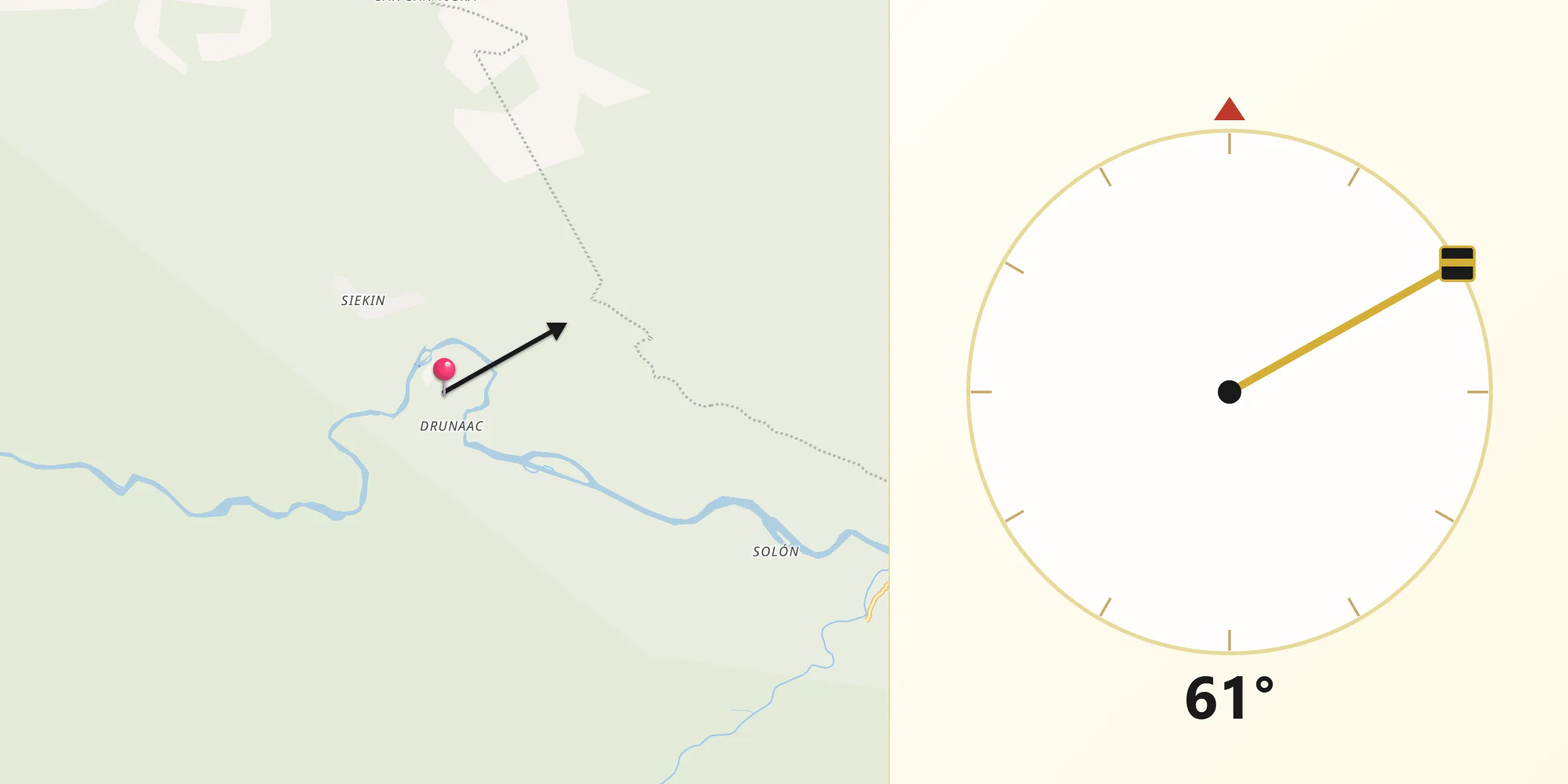 Dirección de la Qibla desde Sieyic