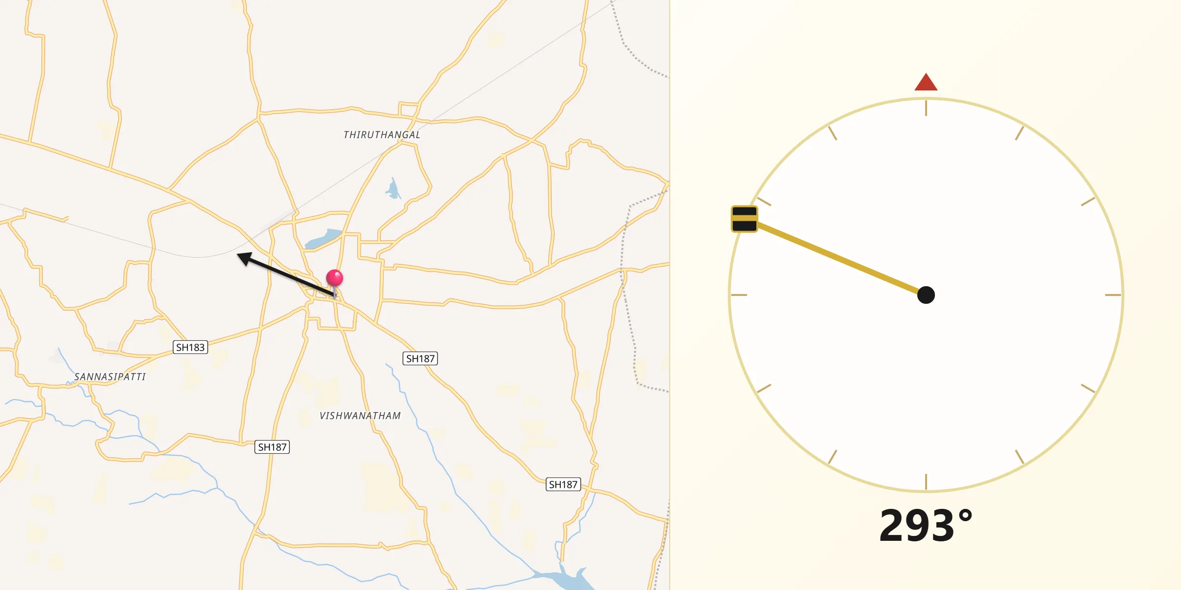 Qibla Direction from Sivakasi