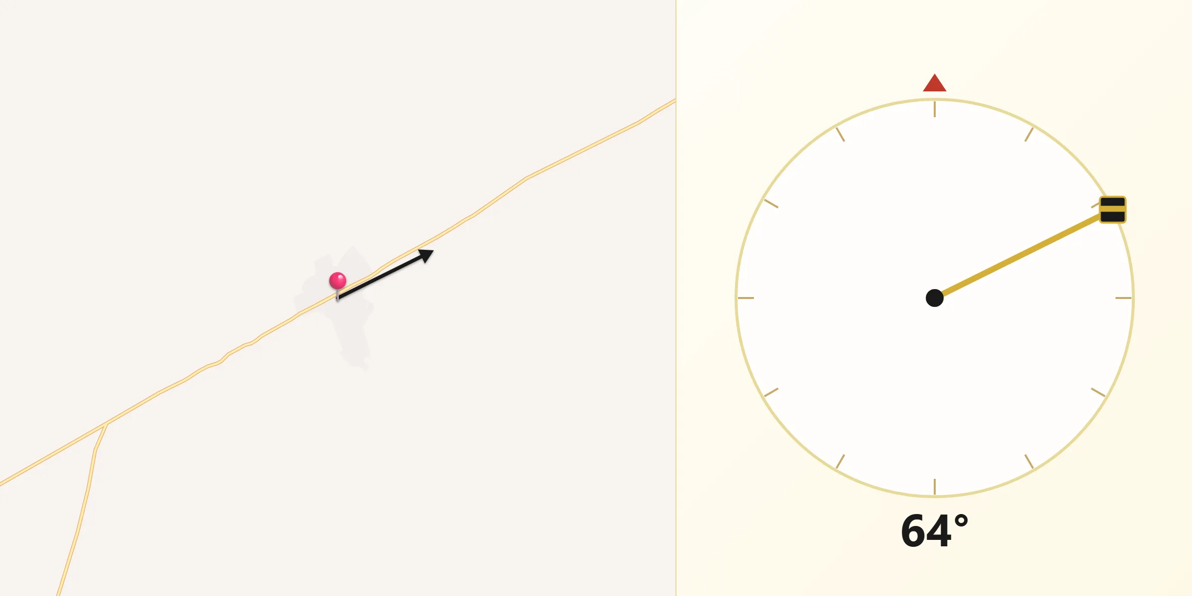 Dirección de la Qibla desde Astrea