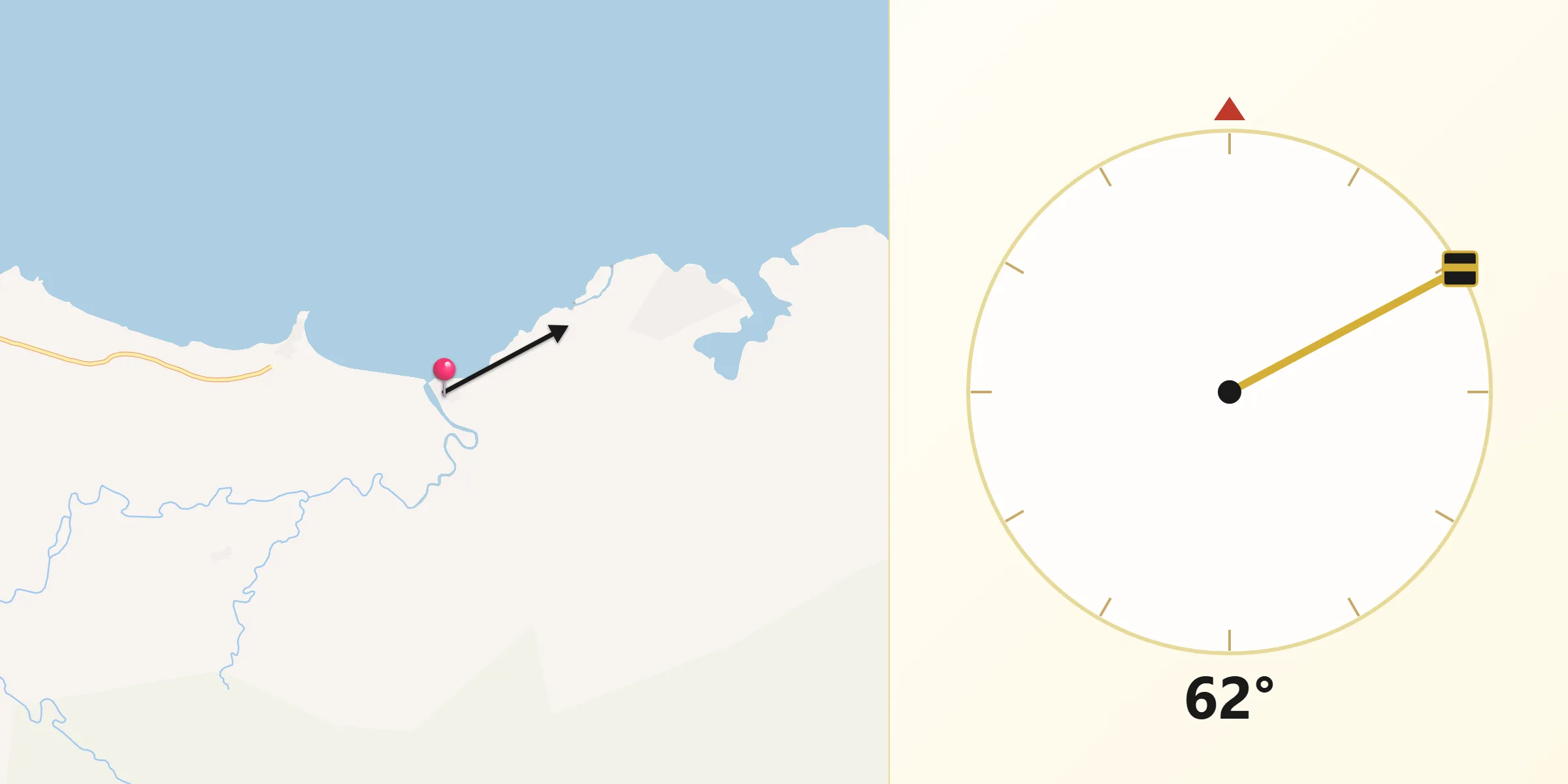Dirección de la Qibla desde Santa Isabel