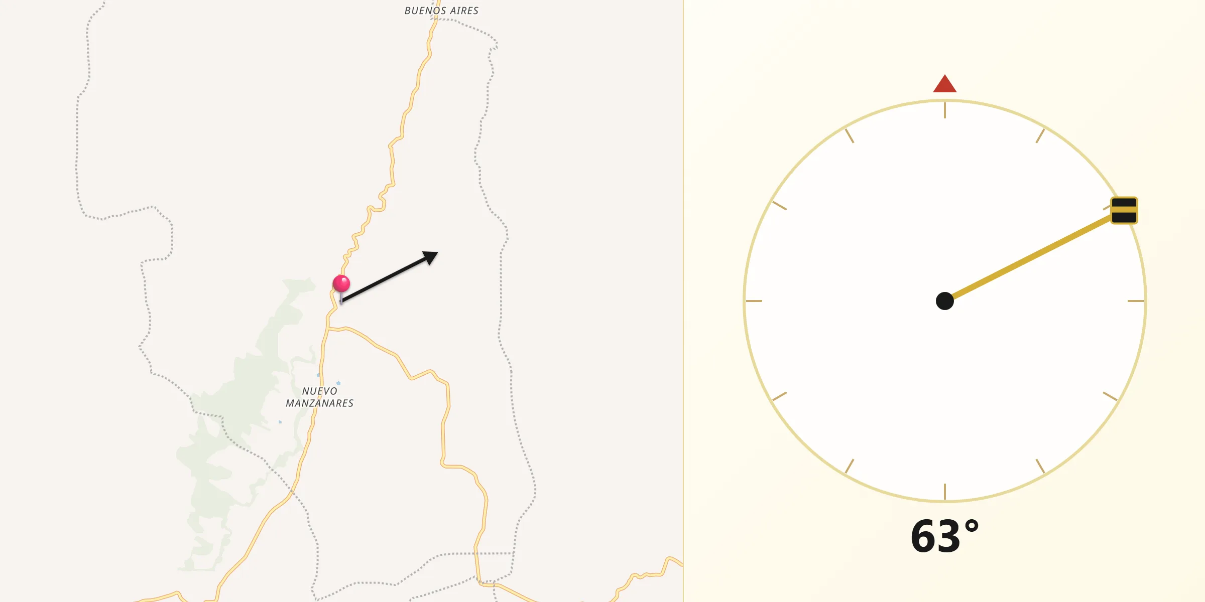 Dirección de la Qibla desde Chalán