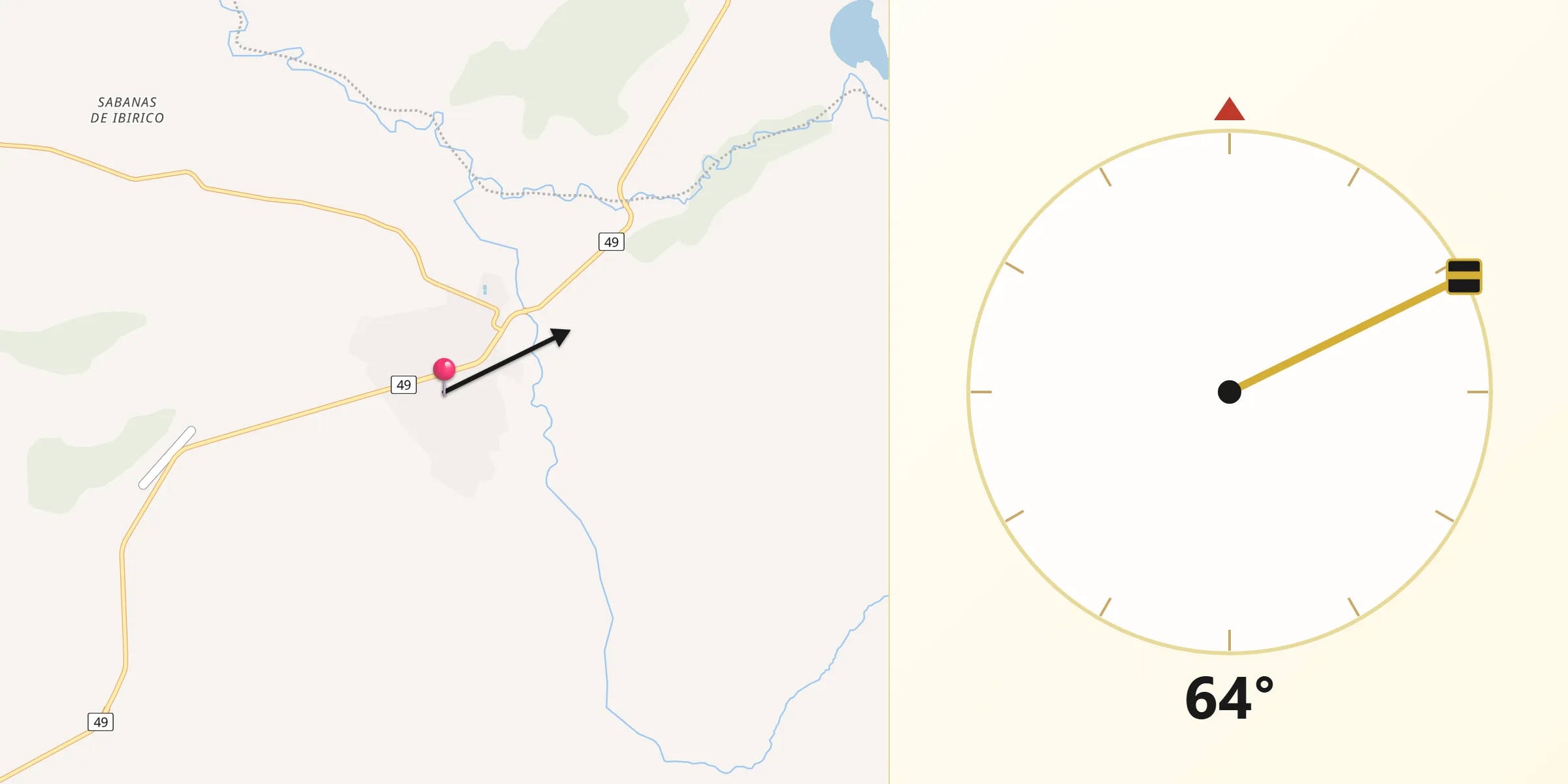 Dirección de la Qibla desde La Jagua de Ibirico