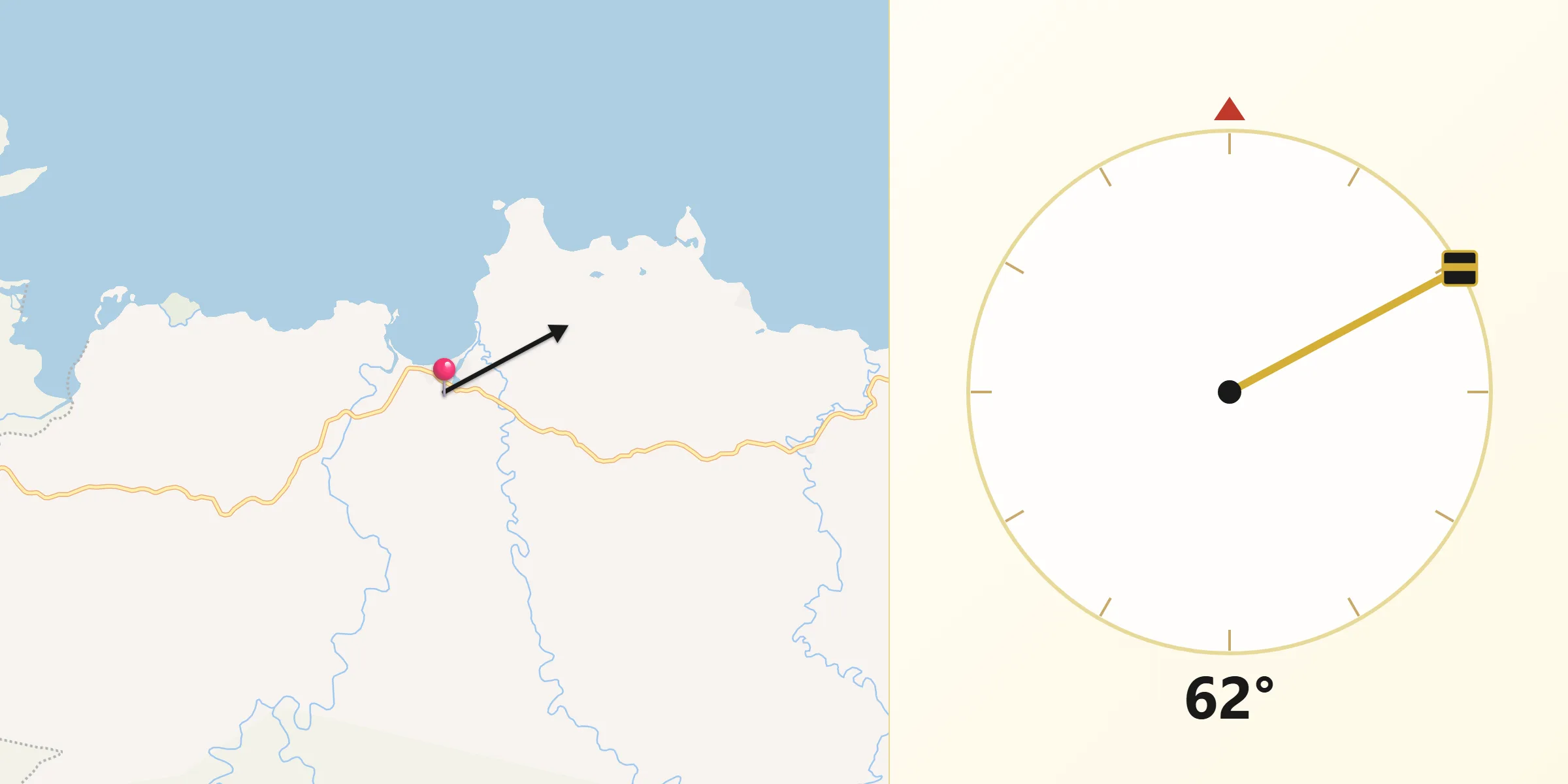 Dirección de la Qibla desde Nombre de Dios