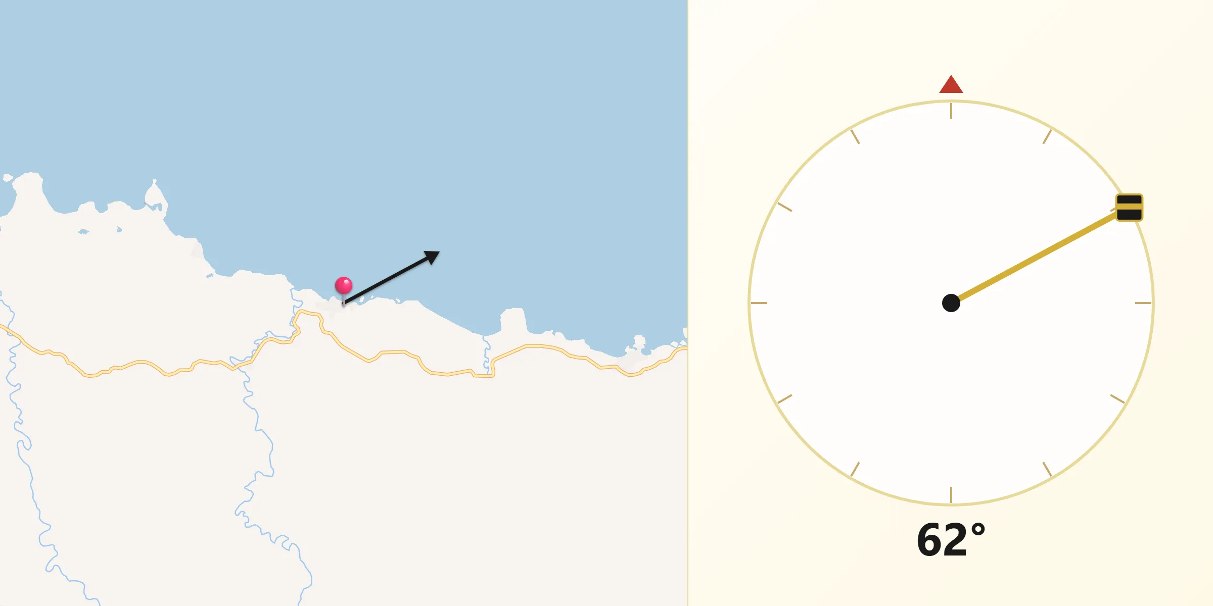 Dirección de la Qibla desde Viento Frío