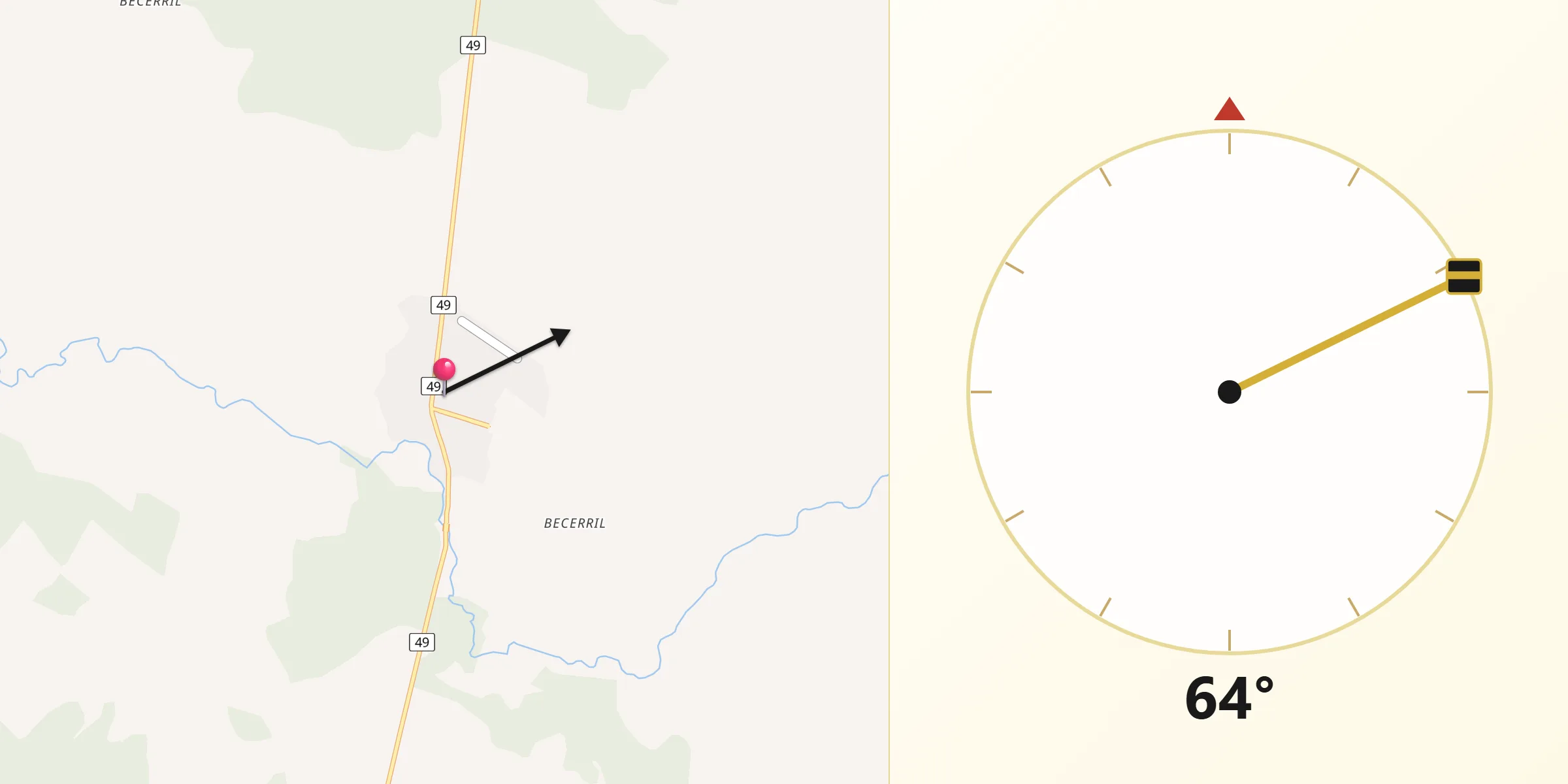 Dirección de la Qibla desde Becerril