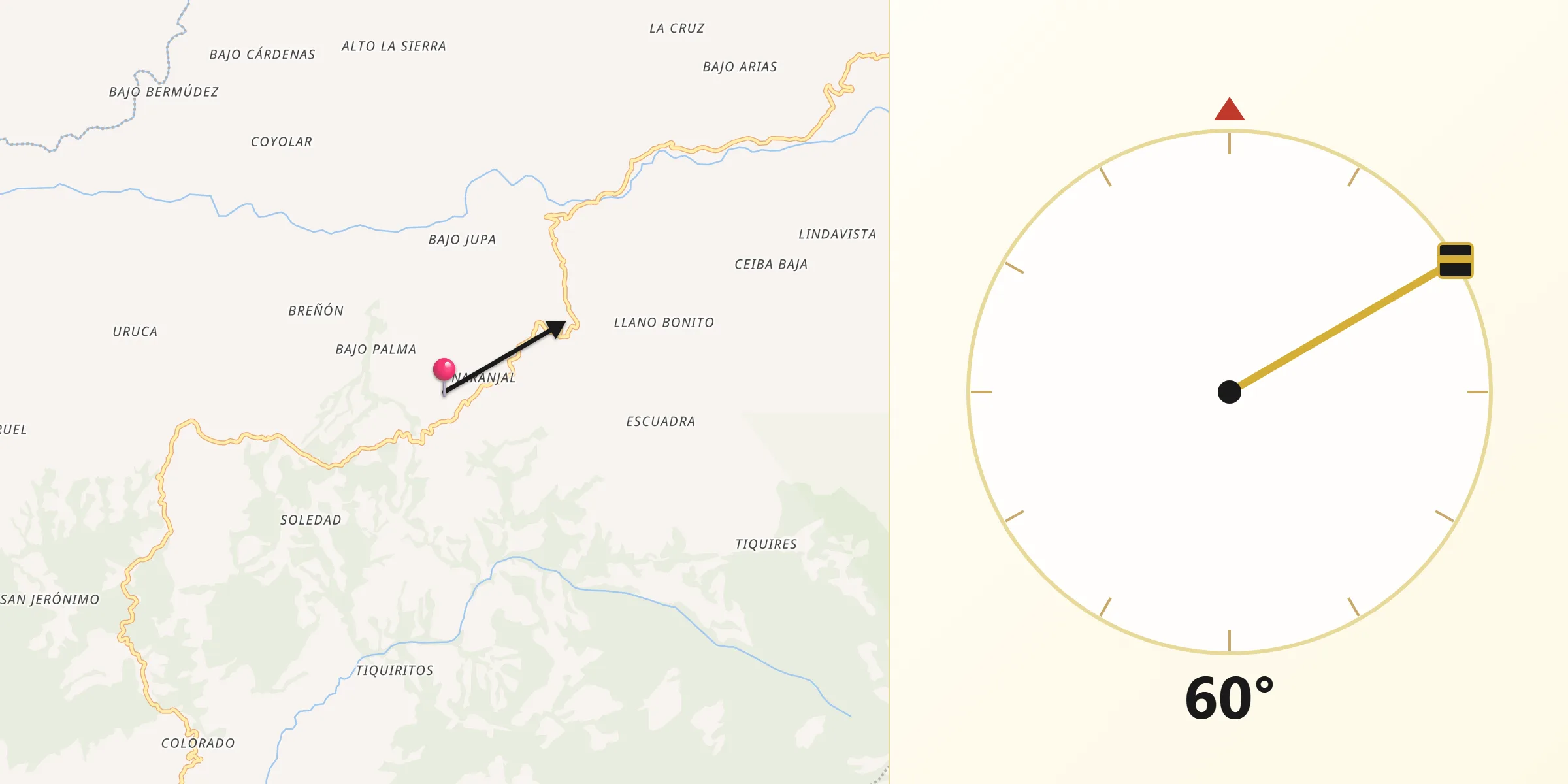 Dirección de la Qibla desde Tejar