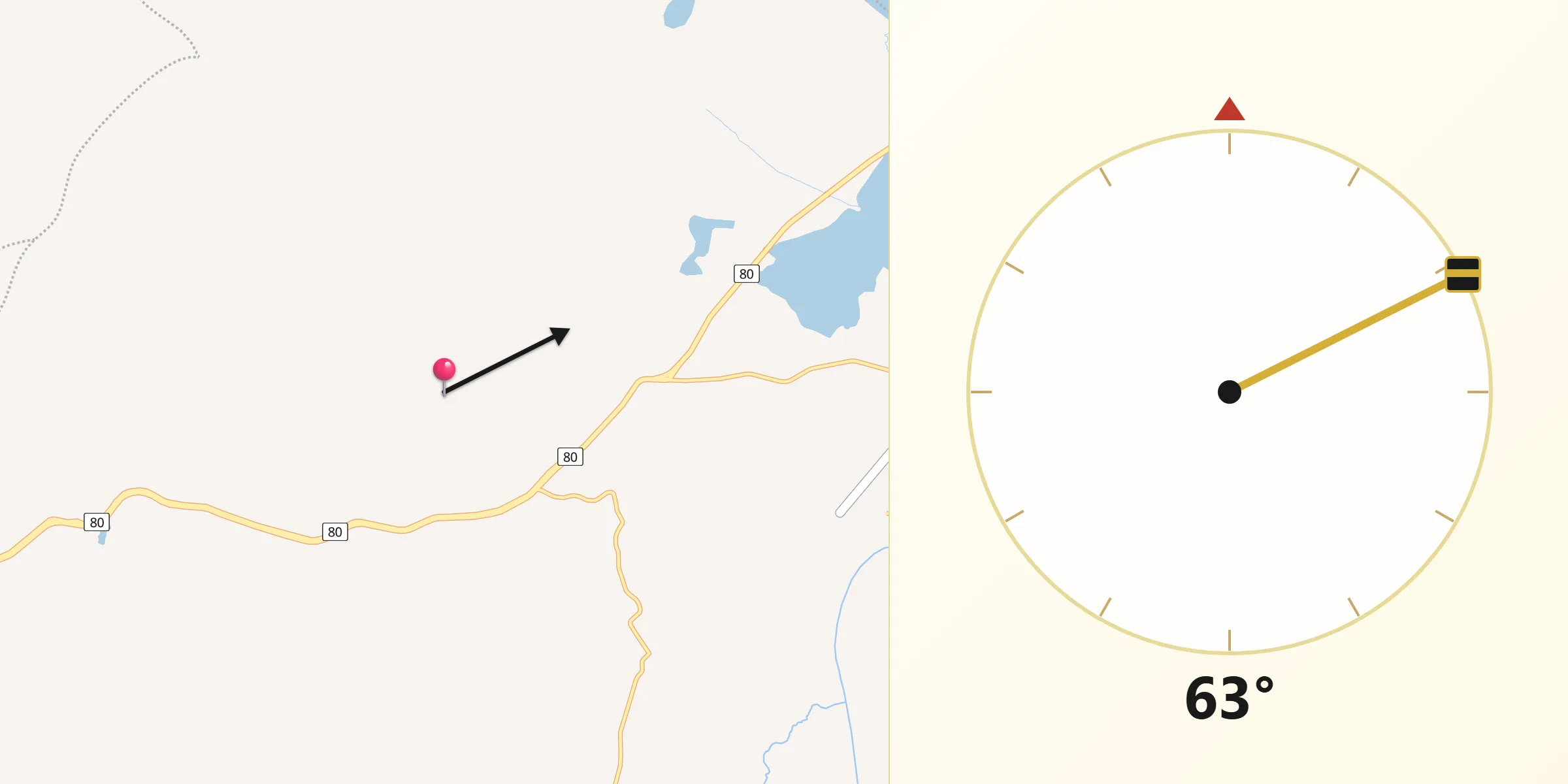 Dirección de la Qibla desde Zambrano