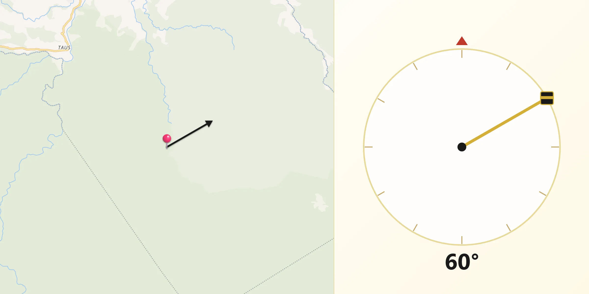 Dirección de la Qibla desde Jiménez