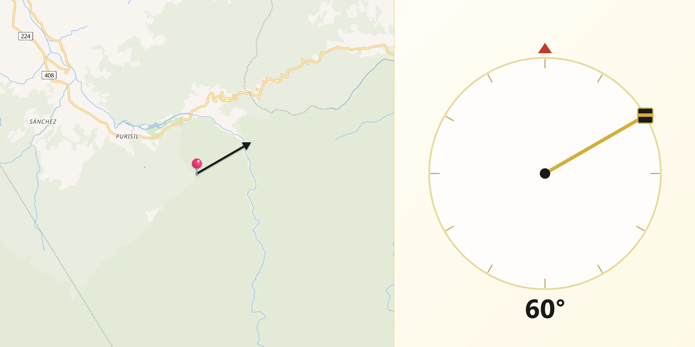 Dirección de la Qibla desde Paraíso