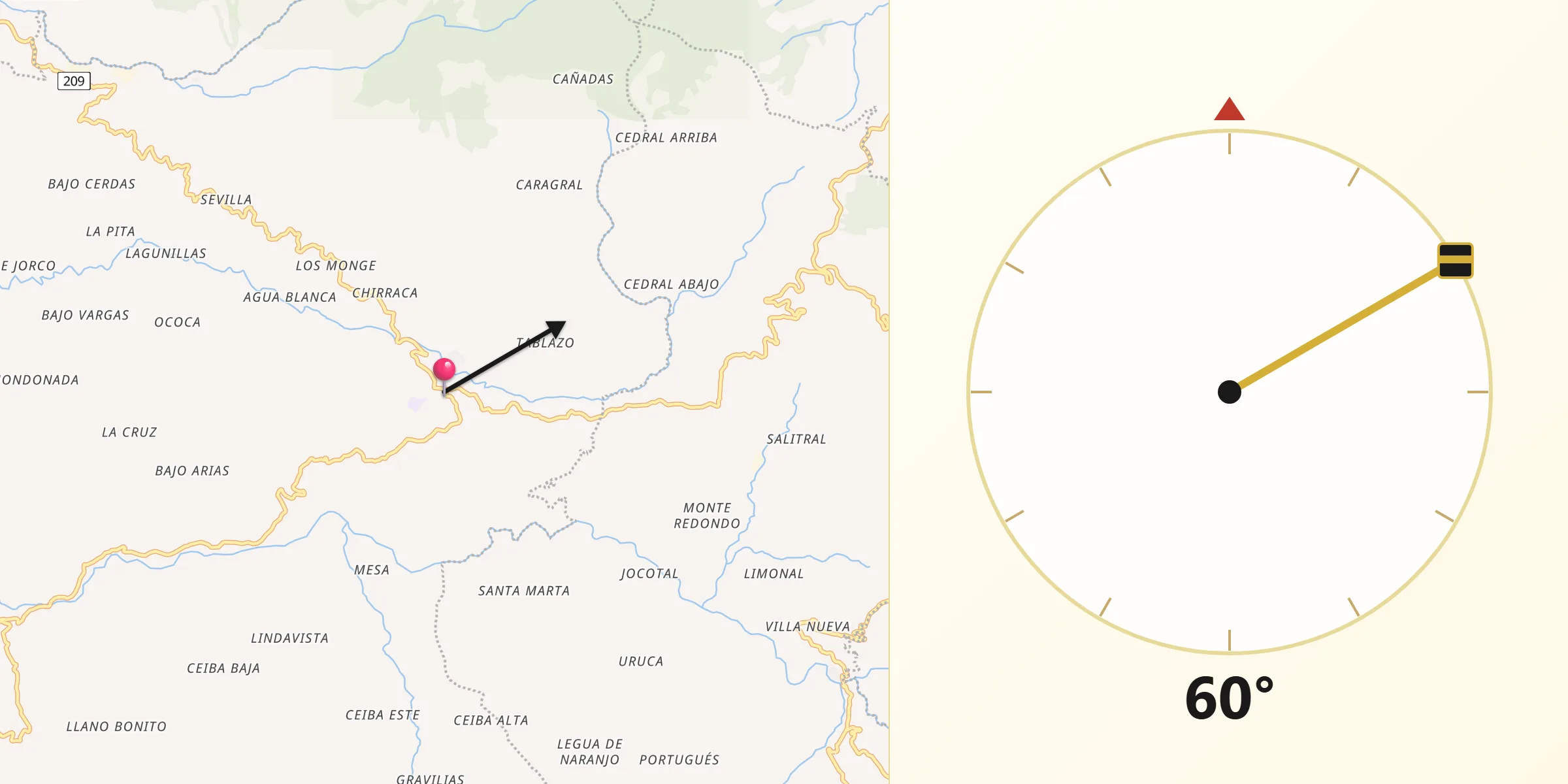 Dirección de la Qibla desde San Ignacio