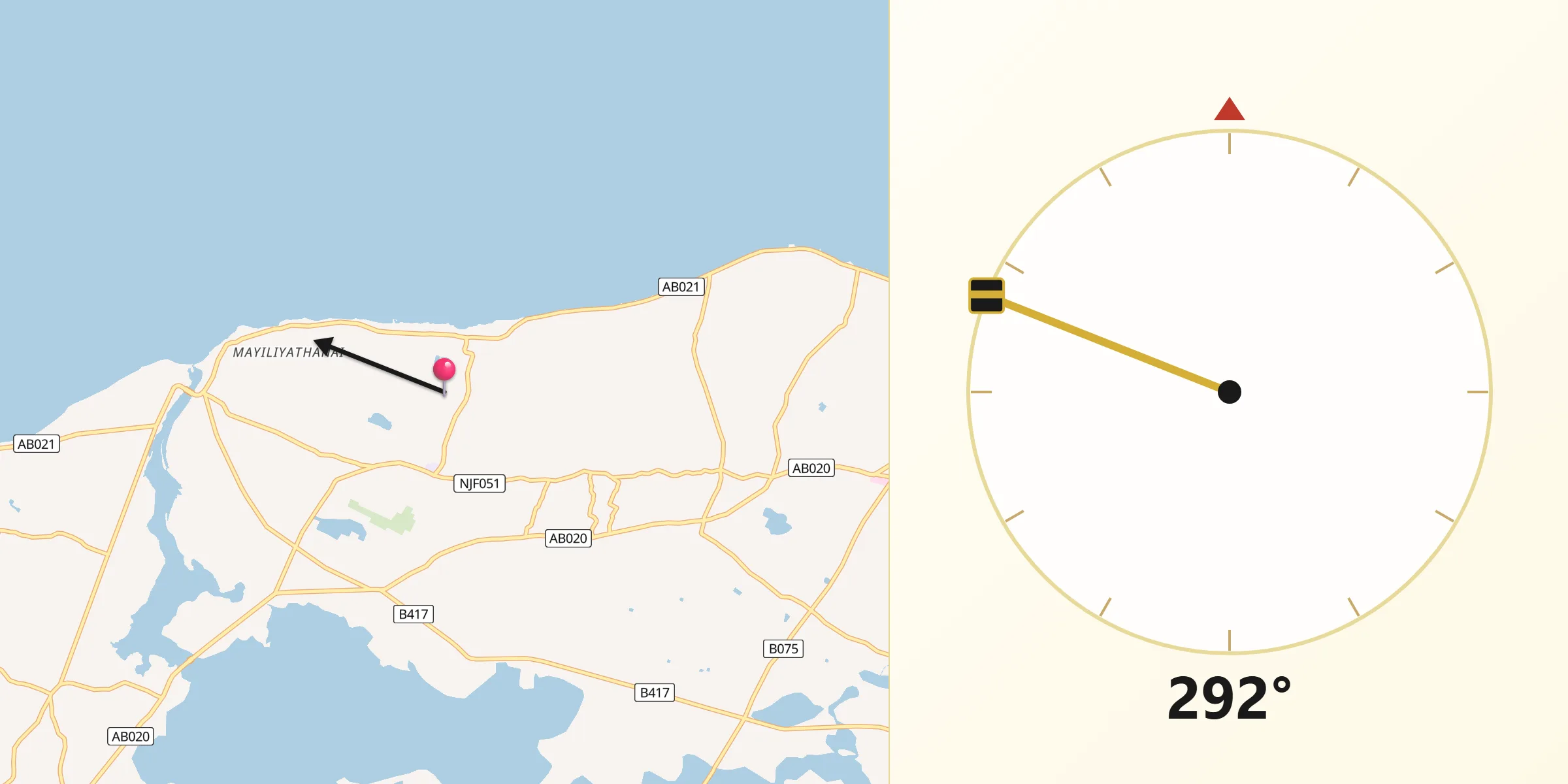 Qibla Direction from Valvettithurai