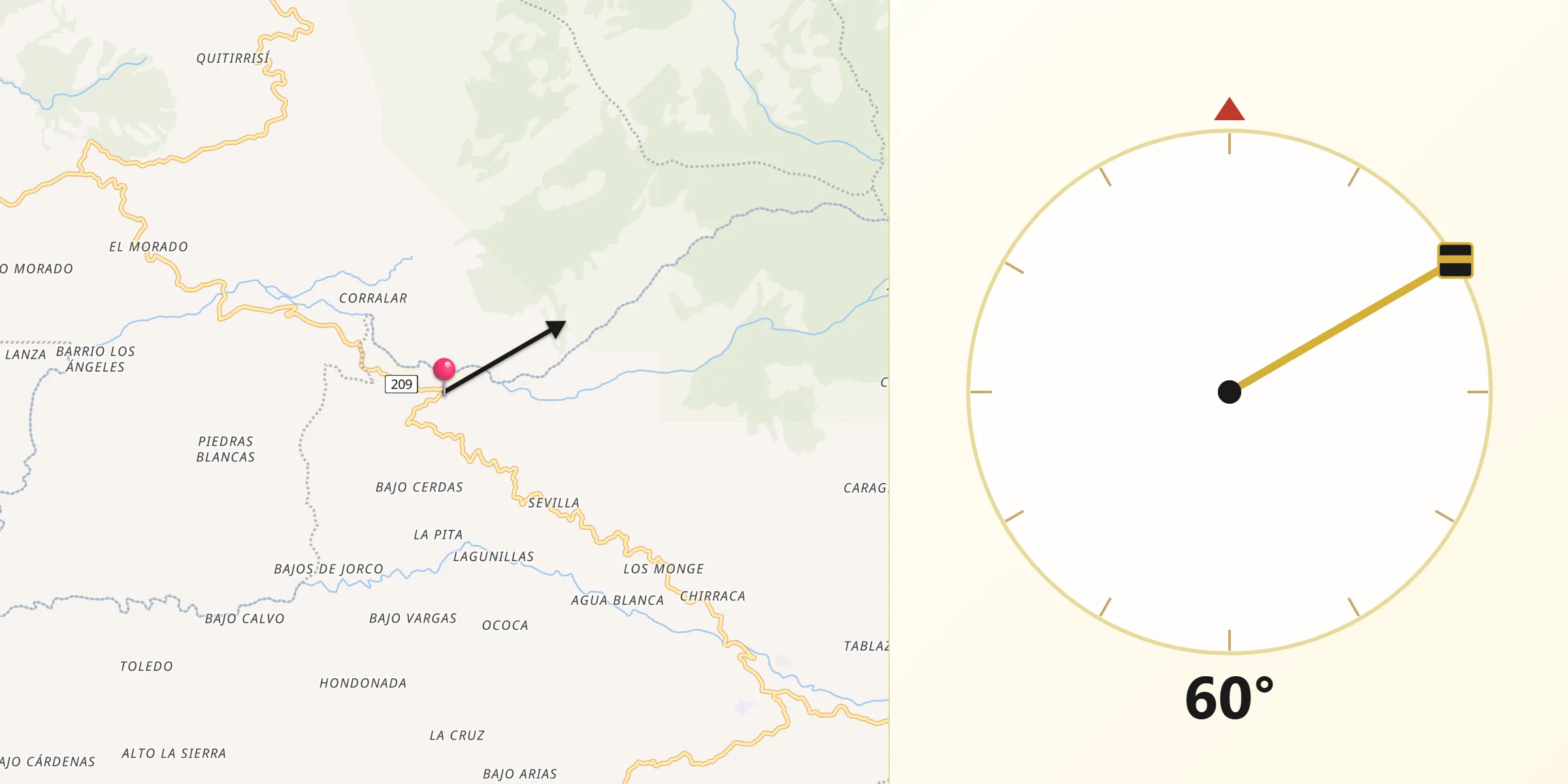 Dirección de la Qibla desde Palmichal