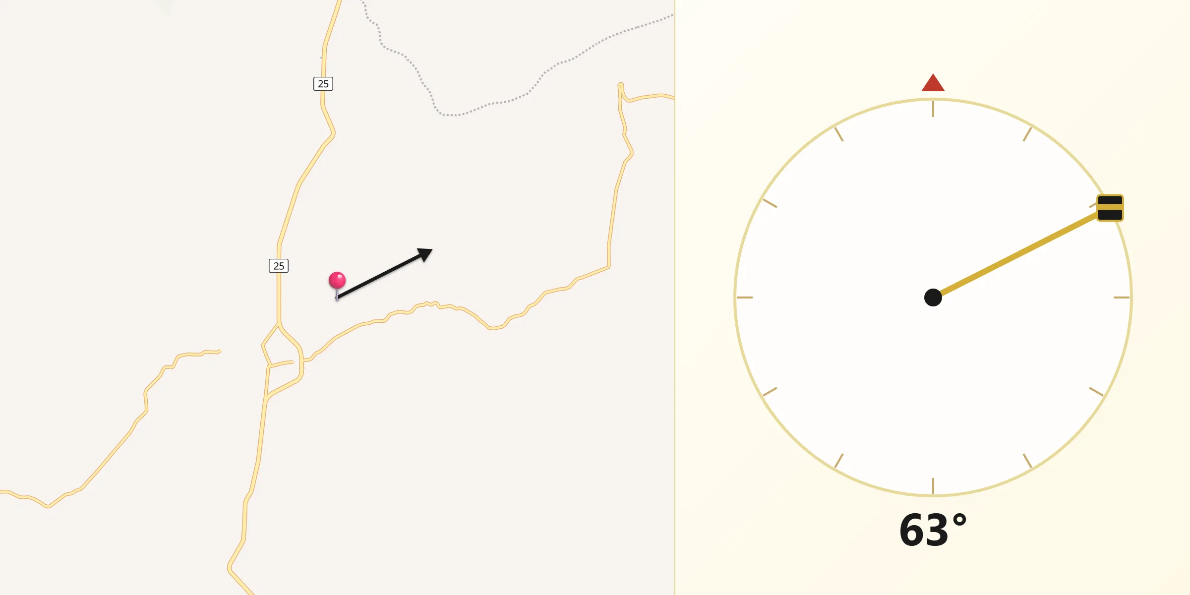Dirección de la Qibla desde San Jacinto