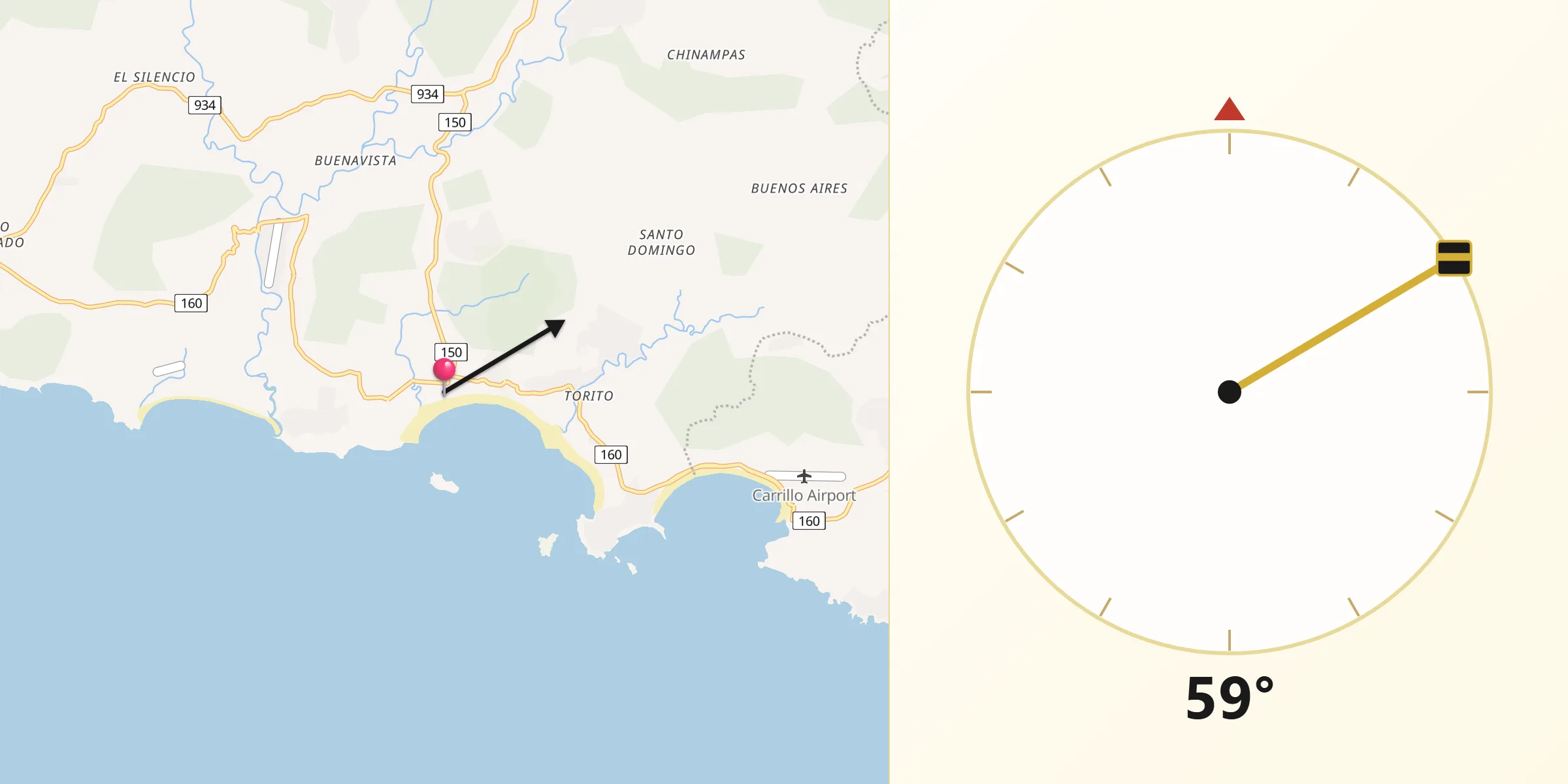 Dirección de la Qibla desde Sámara