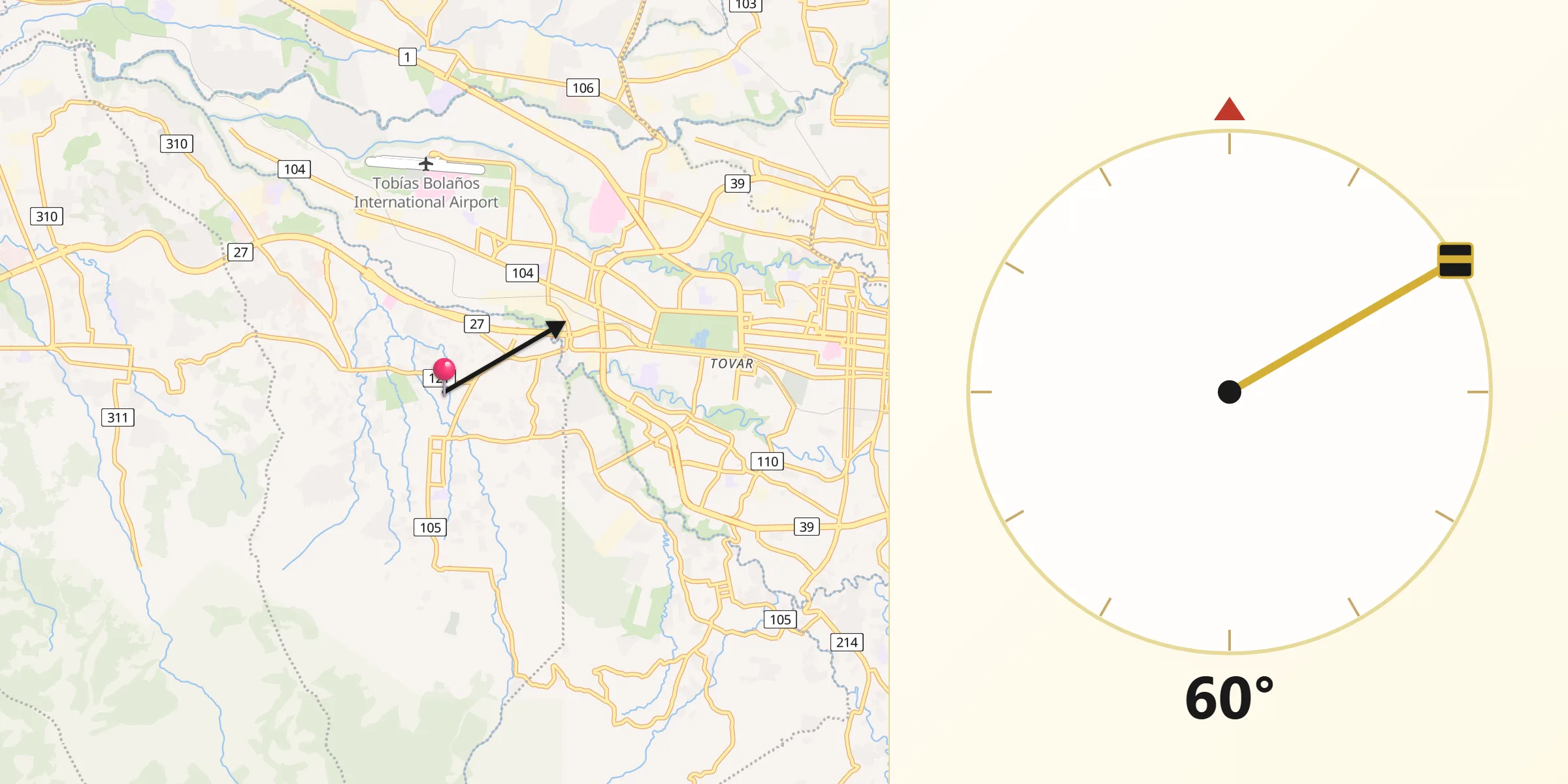 Dirección de la Qibla desde San Rafael