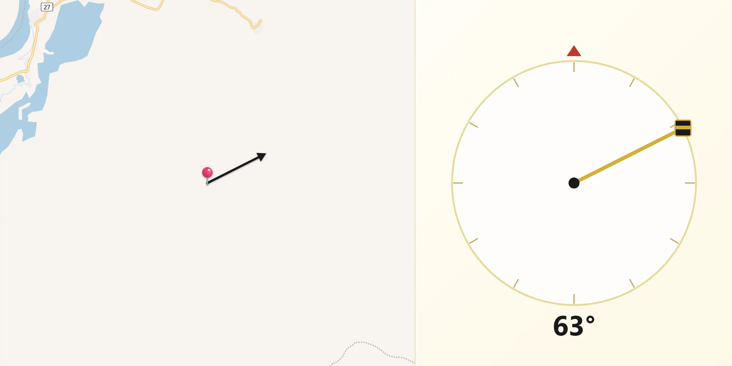 Dirección de la Qibla desde Tenerife
