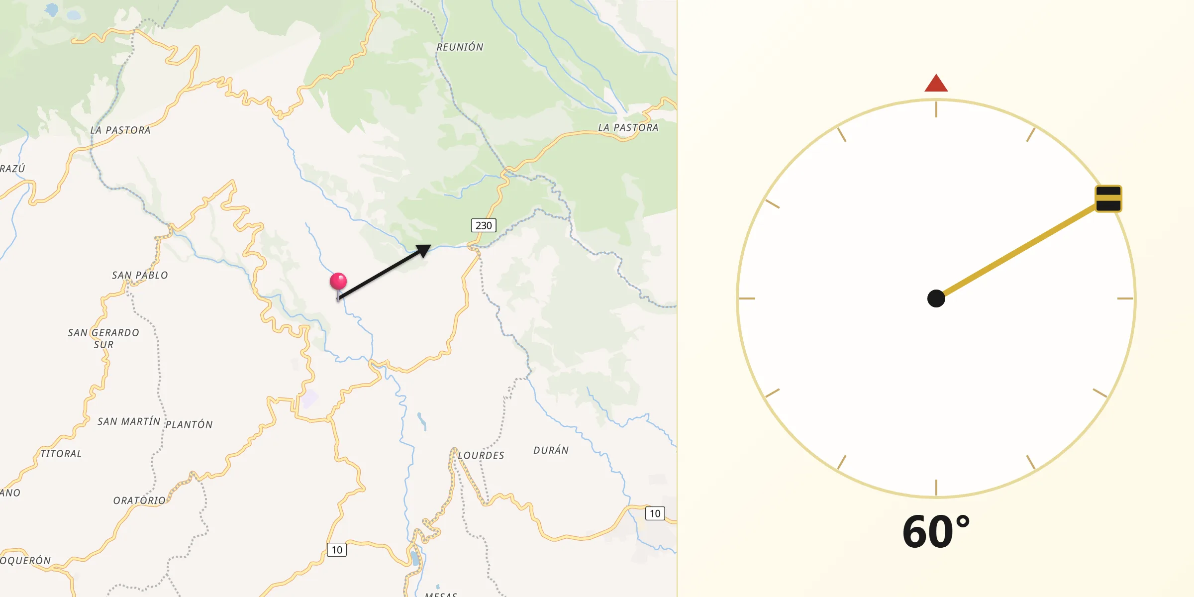 Dirección de la Qibla desde Alvarado