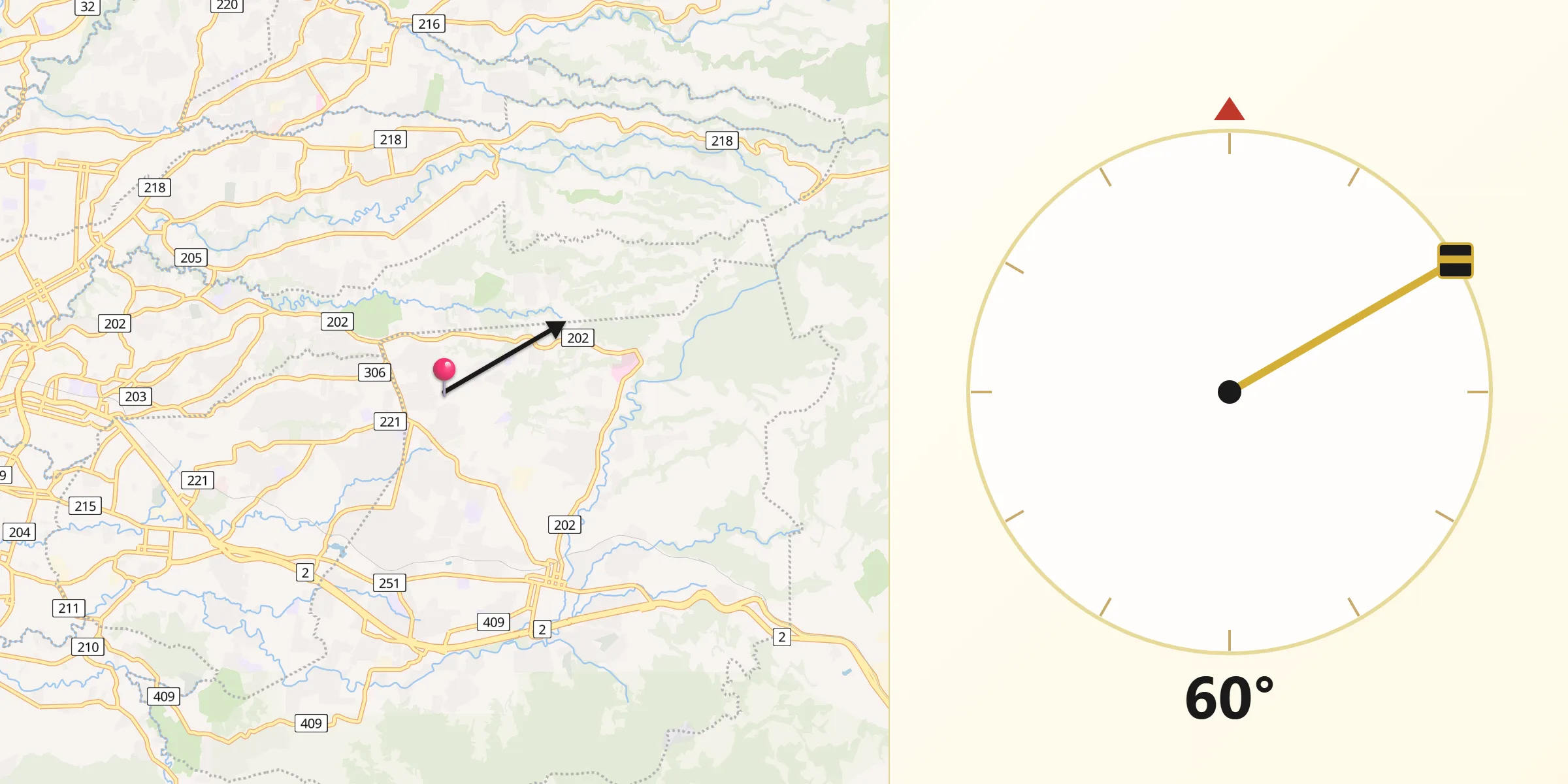 Dirección de la Qibla desde Concepción