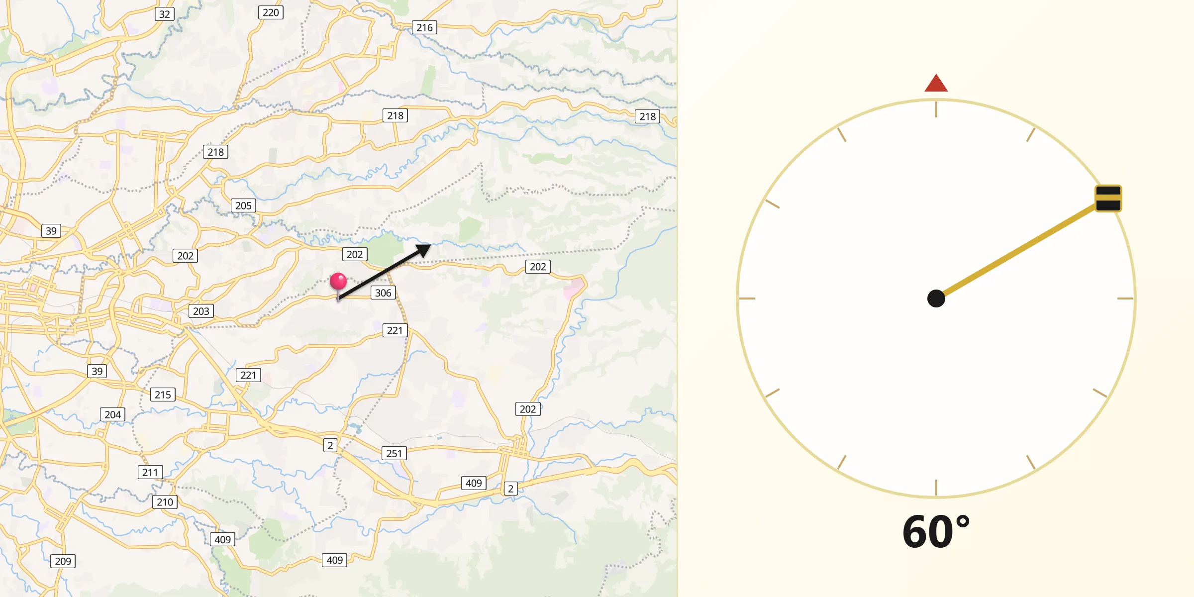 Dirección de la Qibla desde Granadilla