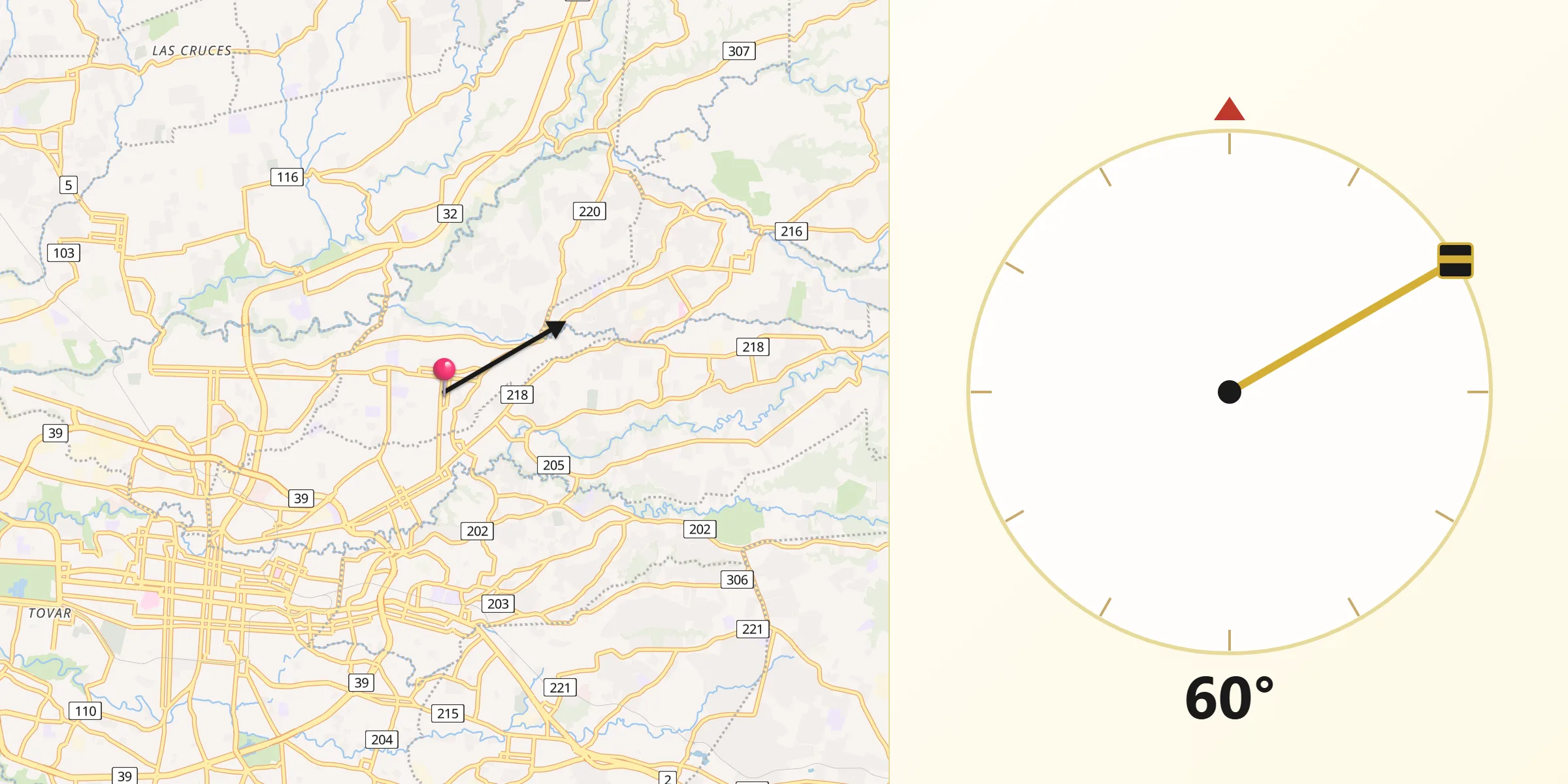 Dirección de la Qibla desde San Vicente