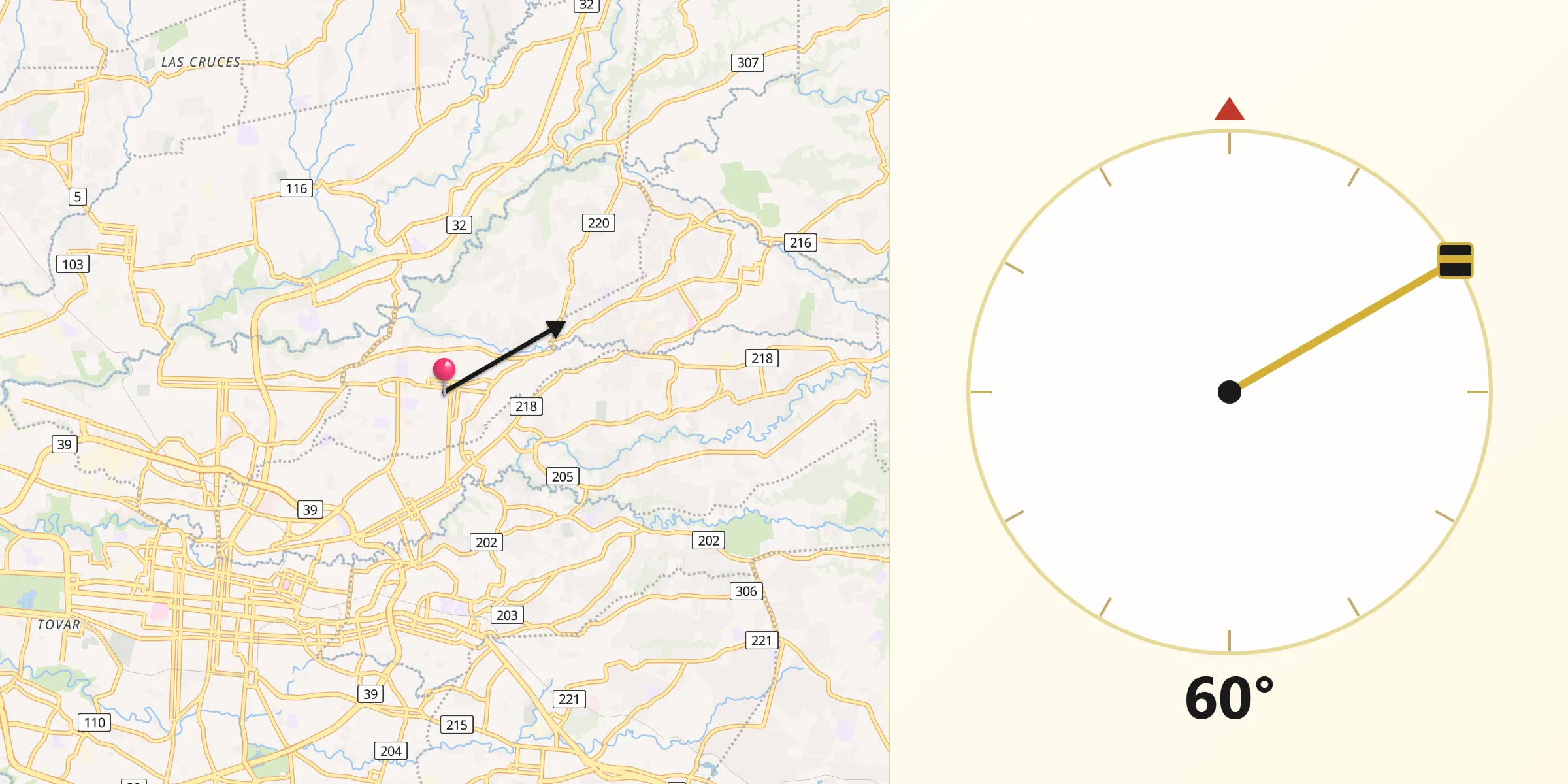 Dirección de la Qibla desde San Vicente de Moravia