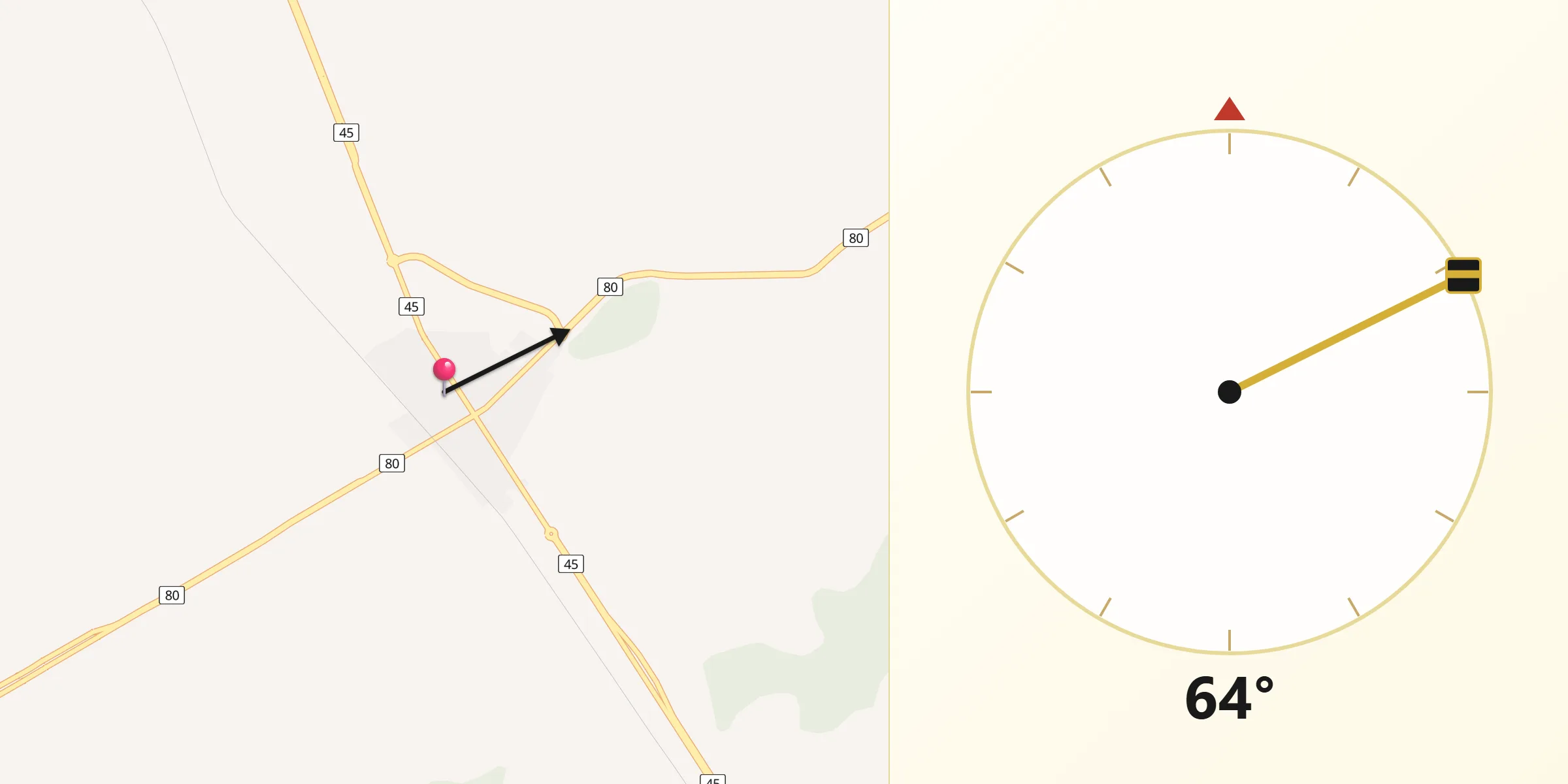 Dirección de la Qibla desde Bosconia