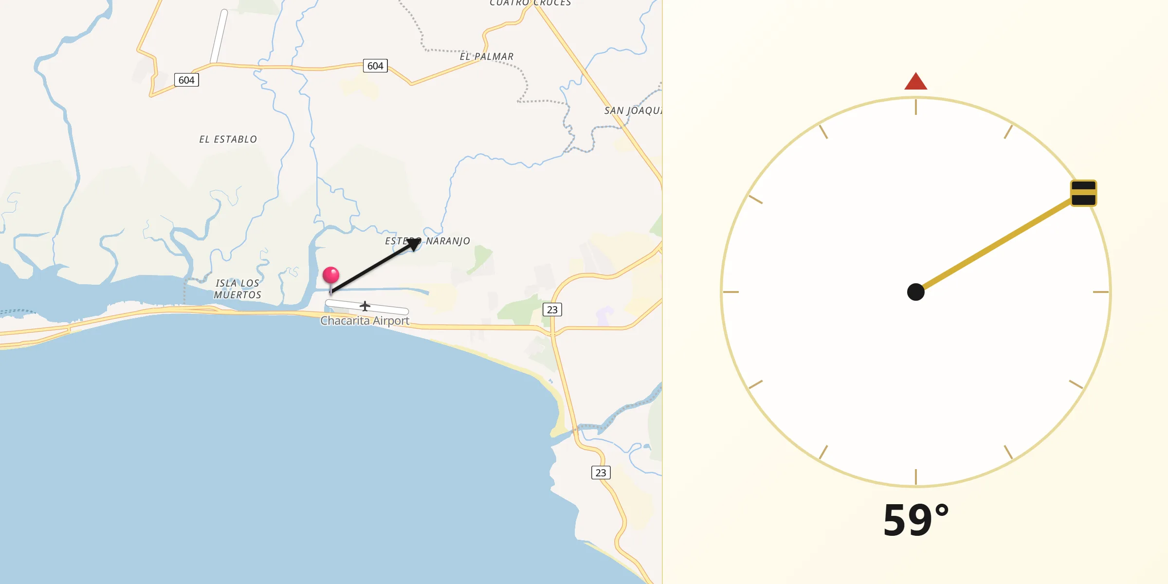 Dirección de la Qibla desde Chacarita