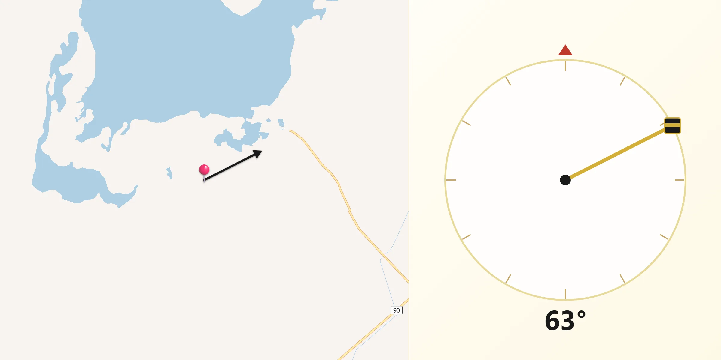 Dirección de la Qibla desde María la Baja